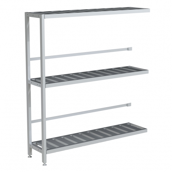 Single Deep 3 Shelf Add-on Unit, Bottom Row Kegs on Shelf 8" Off Floor