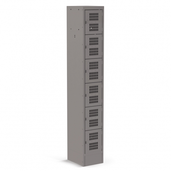 1 Column, Perforated 6 Door Gray Locker