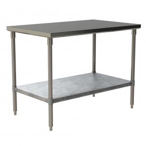 Standard Duty Work Table with Flat Top and Galvanized Under Shelf