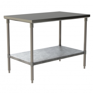 Heavy Duty Work Table with Flat Top and Galvanized Under Shelf