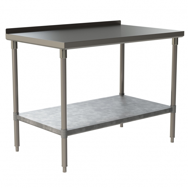 Heavy Duty Work Table with 1.5" Backsplash and Galvanized Under Shelf