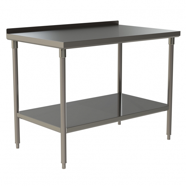 Heavy Duty Work Table with 1.5" Backsplash and Stainless Steel Under Shelf