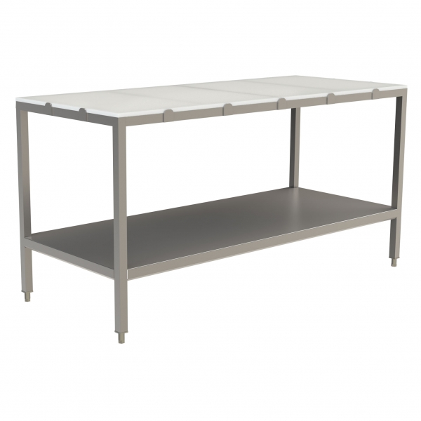 Poly Top Work Table, no Back Splash with Stainless Steel Under Shelf