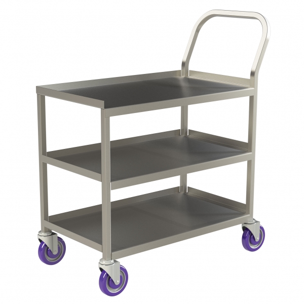Single Handle 3 Shelf Stainless Steel Utility Cart